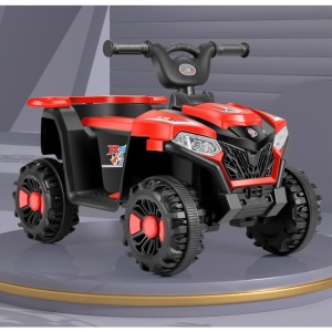 Masinuta Electrica Flippy, pe 4 Roti, Tip ATV, cu Acumulator, Sistem Anti-Rasturnare, Sistem de Lumini si Sunet, 2-5 Ani, 70 x 43 x 48 cm, Rosu - Img 2