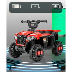 Masinuta Electrica Flippy, pe 4 Roti, Tip ATV, cu Acumulator, Sistem Anti-Rasturnare, Sistem de Lumini si Sunet, 2-5 Ani, 70 x 43 x 48 cm, Rosu - Img 12