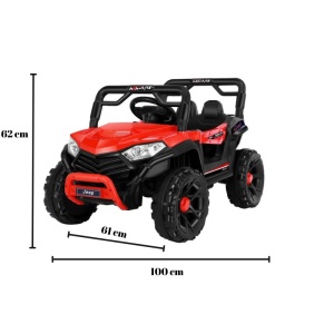 Masinuta Electrica Flippy, pe 4 Roti, Tip Jeep, cu Telecomanda Bluetooth, 2 Usi,cu Acumulator, Sistem Anti-Rasturnare, Sistem de Lumini si Sunet, 2-8 Ani, 100 x 61 x 62 cm, Rosu - Img 2