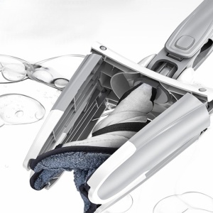 Mop Plat, Flippy, cu Sistem de Stoarcere, 2 Lavete Incluse, Lungime Telescopica 140 cm, Argintiu - Img 4