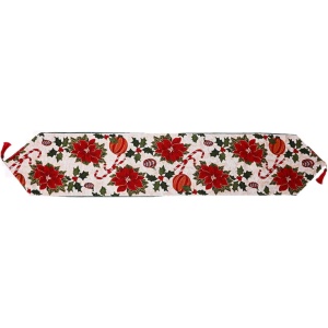 Napron Decorativ pentru Masa, Flippy, Model Flori, Tematica Craciun, 35 x 180 cm, Rosu - Img 2