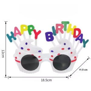 Ochelari Rotunzi Happy Birthday, Flippy, Tematica Aniversare, Protectie Soare, din Plastic, 18.5x11.5 cm, Alb - Img 6