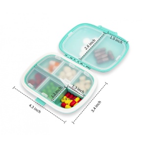 Organizator medicamente, Plastic, 8 compartimente, 0.1 L, Albastru, Flippy, 11 x 7 cm - Img 4