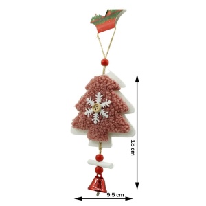 Ornament de brad broderie cu pomul de craciun, Flippy, roz, lemn, 18 cm - Img 2