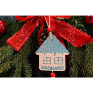 Ornament de brad casuta, Flippy, multicolor, lemn, 18 cm - Img 3