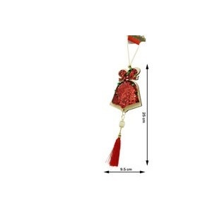 Ornament de brad clopotel cu paiete model 2, Flippy, rosu, lemn, 36 cm - Img 9