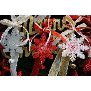 Ornament de brad fulg de nea, Flippy, gri, lemn, 25 cm - Img 5