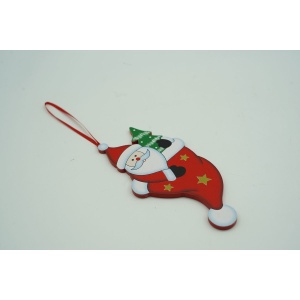 Ornament de brad om de zapada in ciorap, Flippy, rosu, lemn, 14 cm - Img 3