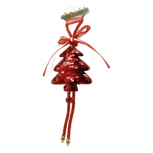 Ornament de brad pom de craciun cu paiete, Flippy, rosu, lemn, 25 cm - Img 3