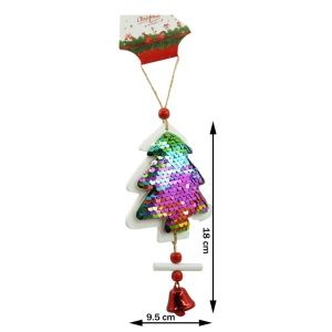 Ornament de brad pom de craciun din paiete, Flippy, multicolor, lemn, 18 cm - Img 2