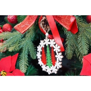 Ornament de brad trei brazi, Flippy, multicolor, lemn, 12 cm - Img 4