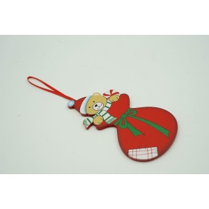 Ornament de brad ursulet, Flippy, rosu, lemn, 14 cm - Img 2