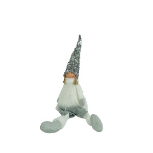 Ornament de Craciun ingeras, Flippy, alb/gri, textil, 58 cm - Img 1