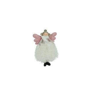 Ornament de Craciun ingeras, Flippy, alb, textil, 26 cm - Img 1