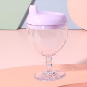Pahar din Plastic Transparent cu Picior, Flippy, pentru Copii, 14 x 7.7 cm, cu Cioc Antiscurgere, + 3 Ani, Fara Maner, Mov - Img 7