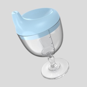 Pahar din Plastic Transparent cu Picior, Flippy, pentru Copii, 14 x 7.7 cm, cu Cioc Antiscurgere, + 3 Ani, Fara Maner, Albastru - Img 4