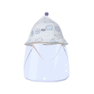 Palarie de Protectie pentru Bebelusi, Flippy, Model cu Norisori Albastri, Pescareasca, de Primavara si Toamna, cu Masca si Fermoar, 42 cm, pentru 0-3 Luni, Bleu - Img 1