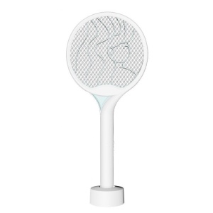 Paleta Electrica pentru Tantari, Muste si Tantari 2in1, Flippy, Reincarcabila, Incarcare USB, 2600V, Plastic, Casa si Gradina, Anti-insecte, Stand, 23x51 cm, Alb - Img 1
