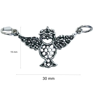 Pandantiv, Jolie Silver, Argint 925, Model Bufnita Patinata, 30 x 15 mm, 2.4 g - Img 5