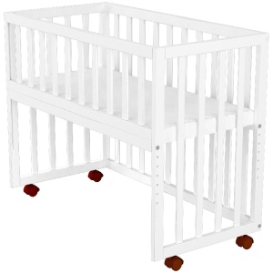 Patut copii din lemn co-sleeper Hubners Matei 94x46 cm alb - Img 2