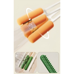 Perie de Curatat Pahare, Cani, Sticle, Flippy, cu Maner Lung si Burete, Accesorii pentru Spalarea Paielor si Capacelor, usor de Agatat, 27.5x11.4x6cm, Alb - Img 3