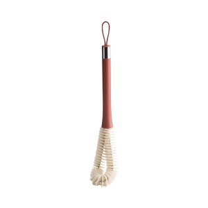 Perie de Curatat Pahare, Sticle, Biberoane, Flippy, cu Maner Lung, Uz Casnic, Silicon, Ergonomic, 3.9x5.4x38.5cm, Rosu - Img 1