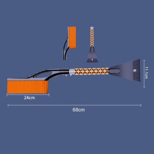 Perie de Zapada cu Racleta pentru Masina, Flippy, Multifunctionala, Demontabila, cu Maner Antiderapant, Aluminiu, Plastic, Fragmentarea Ghetii de pe Parbriz, Solutia pentru Iarna, pentru Dezghetare, 68x24x11.1 cm, Portocaliu - Img 9