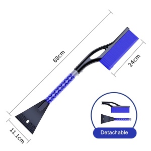 Perie de Zapada cu Racleta pentru Masina, Flippy, Multifunctionala, Demontabila, cu Maner Antiderapant, Aluminiu, Plastic, Fragmentarea Ghetii de pe Parbriz, Solutia pentru Iarna, pentru Dezghetare, 68x24x11.1 cm, Albastru - Img 8