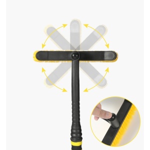 Perie de Zapada cu Racleta pentru Masina, Flippy, Multifunctionala, Rotativa, Demontabila, cu Maner Antiderapant, Aluminiu, Plastic, Fragmentarea Ghetii de pe Parbriz, Solutia pentru Iarna, pentru Dezghetare, 54x10.5x27 cm, Galbena - Img 3