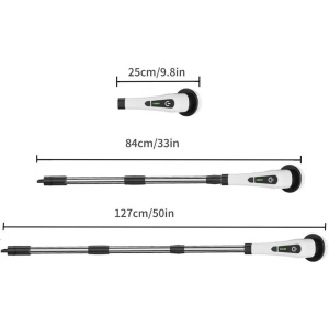 Perie Electrica de Curatare, Flippy, pentru Gresie, Baie, Bucatarie, 25x20x9.5 cm, cu 6 Capete, Maner Extensibil Detasabil 84-127cm, Incarcare USB-Type C, Rotire 360 de Grade, 3000 mAh, Culoare: Alb - Img 11