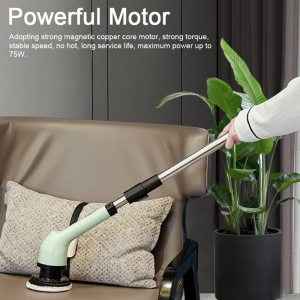 Perie Electrica de Curatare, Flippy, pentru Gresie, Baie, Bucatarie, 25x20x9.5 cm, cu 6 Capete, Maner Extensibil Detasabil 84-127cm, Incarcare USB-Type C, Rotire 360 de Grade, 3000 mAh, Culoare: Verde - Img 8
