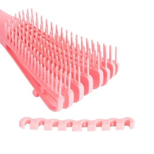 Perie Flexibila, Flippy, pentru Descurcat Par Cret/Umed si Uscat, 8 Brate Mobile, din TPE, 24.5 x 4.5 x 2 cm, Roz - Img 4