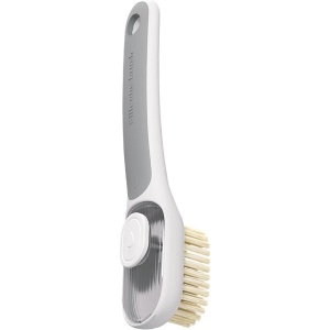 Perie Multifunctionala 2 in 1, Flippy, Perie Densa/Perie din Piele de Caprioara, cu Recipient Lichid, Maner Lung, 20.1x 4.3 x 5 cm, Gri - Img 3