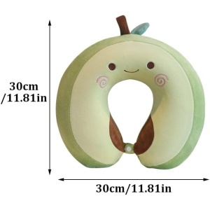 Perna de Calatorie in Forma de U, Flippy, Pentru Gat si Cap, Umplutura din Spuma cu Memorie, 30x30 cm, Model Avocado, Accesoriu de Voiaj, Birou, Masina, Sistem Prindere Capse, Verde - Img 3