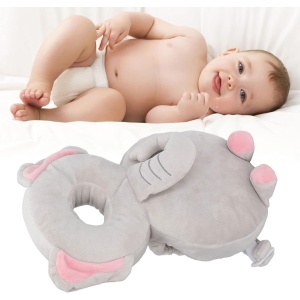 Perna tip Rucsac pentru Protectia Capului, Flippy, Tetiera tip Elefant de Plus, pentru Bebelusi, 33x6x19 cm, 180 g, Gri - Img 5