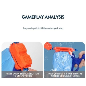 Pistol cu Apa pentru Copii, Rezervor, Pentru Piscina/Plaja, Flippy, 6ani+, Quick Fill, Albastru, 600ML - Img 4
