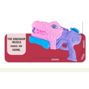 Pistol cu Apa pentru Copii, Rezervor, Pentru Piscina/Plaja, Flippy, 6ani+, Tiranozaur, 3 duze, Roz, 660ML - Img 3