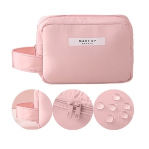 Portfard, Flippy, cu Maner, Material Impermeabil, pentru Cosmetice, 16 x 11 x 7 cm, Roz - Img 5