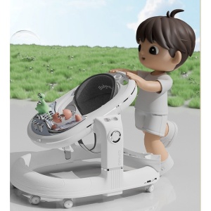 Premergator 4in1, Flippy, Antemergator, Balansoar, Scaun de Masa, Functie Muzicala, din ABS, Roti Universale, Inaltime Reglabila, Sistem Antirasturnare, Greutate Portanta 25 kg, +6 Luni, Alb - Img 3