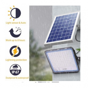 Proiector LED cu Panou Solar Flippy, Senzor de lumina, Waterproof, 96 LED-uri incorporate, 30W, 17x13 cm, IP67, Design Modern, Negru - Img 4