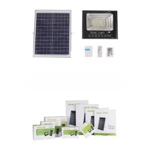 Proiector LED/Lampa solara de exterior Flippy, 20 cm x 25 cm, Rezistent la Apa IP67, cu Panou Solar, 220 LED SMD, 100W, Senzor de lumina, Timer, cu Telecomanda, 2 moduri de iluminat, kit montaj inclus, Lumina Rece - Img 3