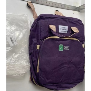 Rucsac Multifunctional pentru Mamici, Flippy, cu Patut Pliabil si Baza de Schimbat, Rezistent la Apa, Capacitate Mare, Usor, Compartimente Multiple, Buzunar Termic pentru Lapte, 42 x 32 x 22 cm, Mov - Img 4