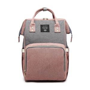 Rucsac Multifunctional pentru Mamici, Flippy, din Panza Oxford, Compartimentare Multipla, Impermeabil, 43 x 18 x 26 cm, Roz/Gri - Img 11