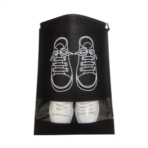Sac depozitare incaltaminte, pentru voiaj sau depozitare, rezistent la praf, compatibil cu masina de spalat, 27 x 36 cm, negru - Img 7