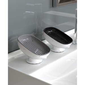 Savoniera din Plastic, Flippy, cu Ventuza, Design Modern, Gri - Img 6