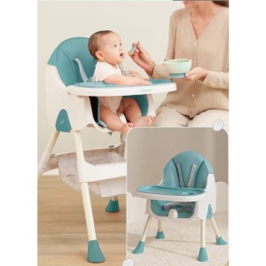 Scaun de Masa Pliabil 3in1, Flippy, Reglabil, Multifunctional, 3 Pozitii, Masuta si Husa Detasabile, Centura de Siguranta, Albastru - Img 2