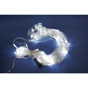 Sectiune Instalatie de Craciun Flippy, Tip Plasa, 160 LED-uri, 3 m x 1 m, 8 jocuri de lumini, Interconectabila, Fir transparent, Alb rece - Img 4