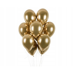 Set 10 Baloane din Latex Chrome, Flippy, Model Party, 13 cm, Gold, 1 g - Img 3