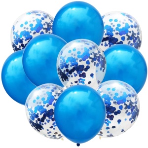 Set 10 Baloane din Latex, Flippy, Model Party Confetti, 5 x Confetti, 5 x Albastru, 25 cm, 2.2g - Img 1