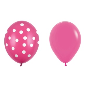 Set 10 Baloane din Latex, Flippy, Model Party cu Buline si Simple, 30 cm, Fucsia, 2.8 g - Img 4